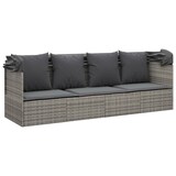 thumbnail of vidaXL Outdoor-Loungebett mit Dach und Kissen Grau Poly Rattan
