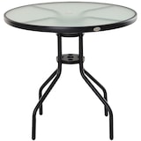 thumbnail of Mesa de Jardín Redonda Mesa Comedor de Cristal Templado con Agujero para Sombrilla y Estructura Metálica para Patio Terraza Balcón Exterior Ø80x72 cm