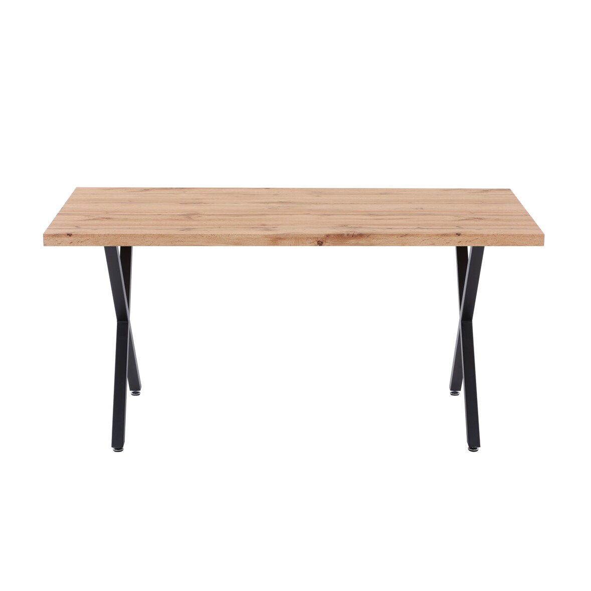 SIT Möbel Eettafel 160 cm | 40 mm blad MDF wild eiken look | X-frame metaal zwart | B 160 x D 90 x H 75 cm | 19000-11 | Serie TISCH