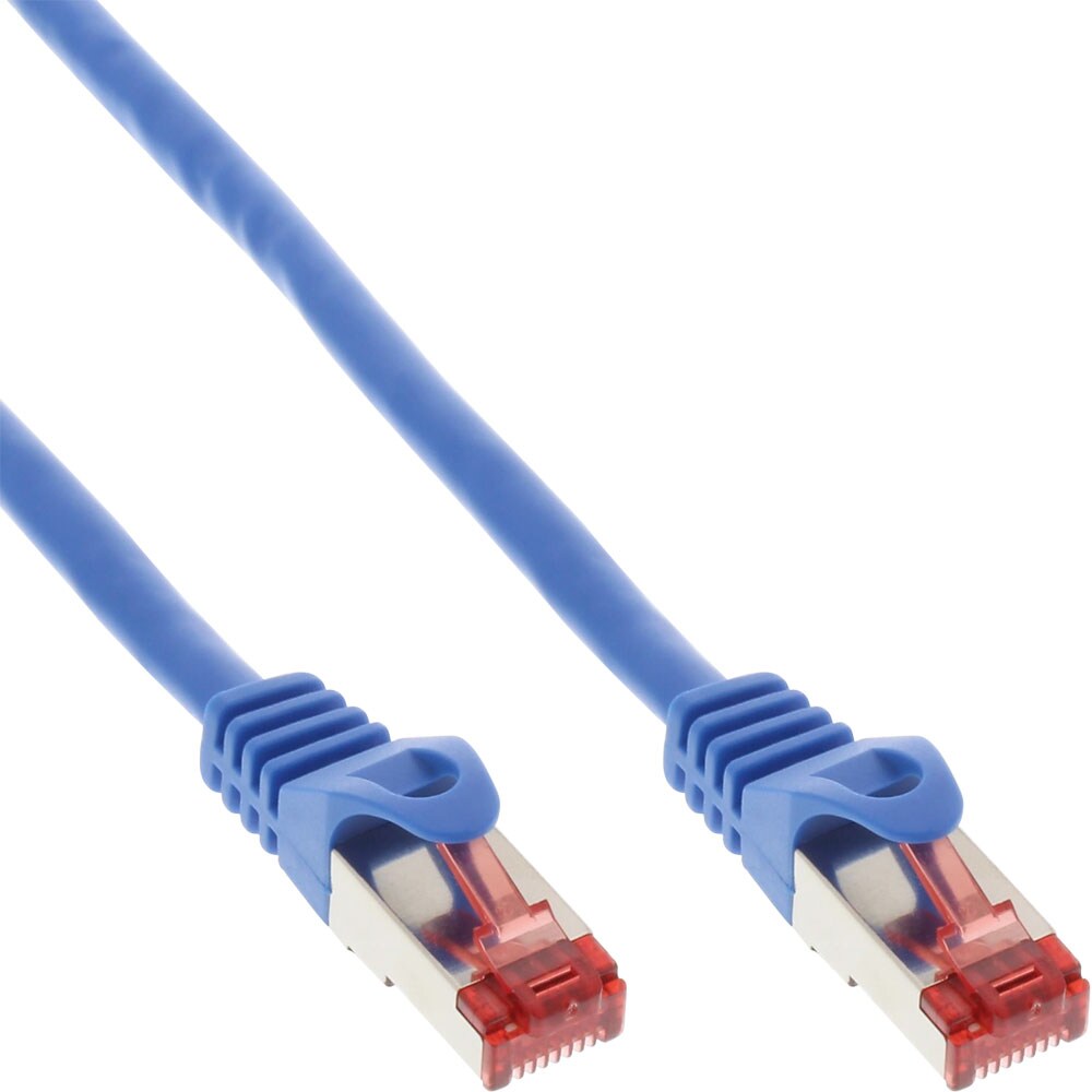 InLine® 76411B Patchkabel, S/FTP (PiMf), Cat.6, 250MHz, PVC, Kupfer, blau, 1m