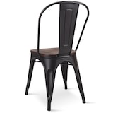 thumbnail of Chaise en métal noir mat avec assise en bois foncé - Style industriel