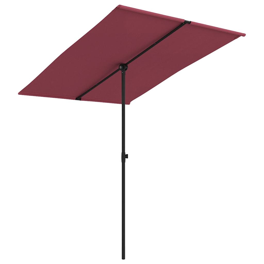 Parasol de jardin et mât en aluminium 2x1,5 m rouge bordeaux Modèle Ombre Omega Plus