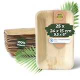 thumbnail of BIOZOYG 25 Stück Einweggeschirr 24x15cm, tief, Palmblatt-Teller rechteckig umweltfreundliche Einwegteller aus Palmenblättern, biologisch abbaubar