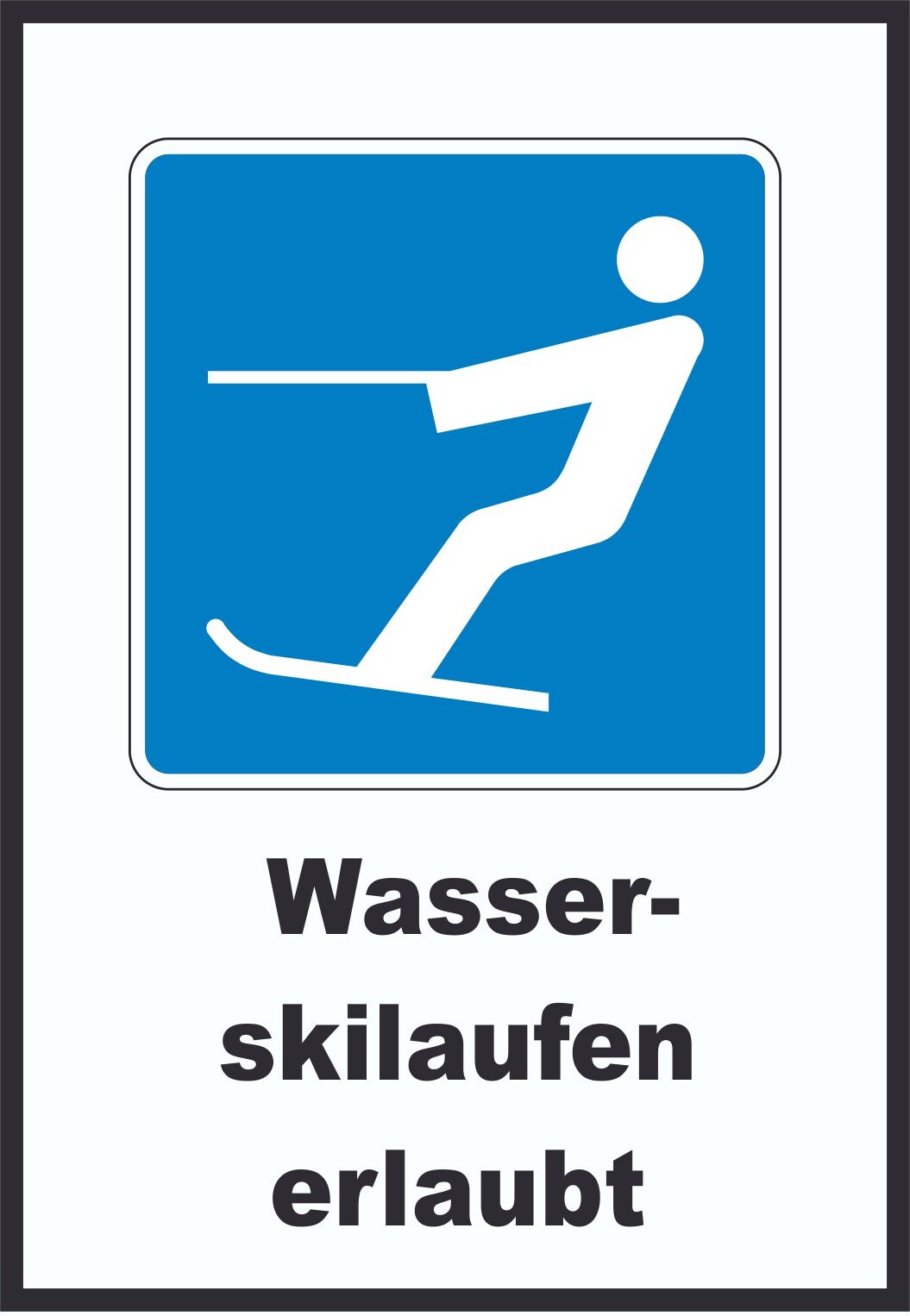 Wasserski fahren erlaubt Symbol und Text A4 (210x297mm)