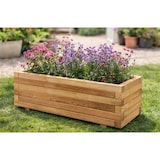 thumbnail of Jardinera rectangular de madera de pino tratada exterior 120x50x42 cm marrón 179 L