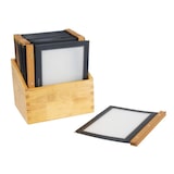 thumbnail of Securit® Caja con 20 Menús A4 "Wood" - Negro - Madera acabado teca - 4 vistas