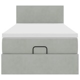 thumbnail of vidaXL Ottoman-Bett mit Matratze & LEDs Hellgrau 90x200 cm Samt