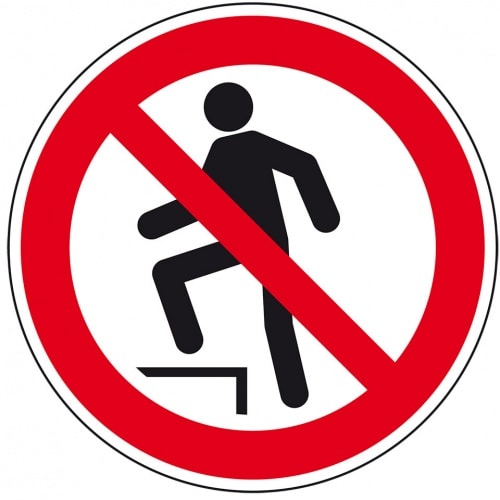 Aufkleber I Verbotsschild Aufsteigen verboten, Folie, selbstklebend, Ø 200mm, DIN EN ISO 7010 P019