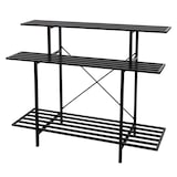 thumbnail of Prateleira para plantas HWC-G32, escada para flores Suporte para flores Escada para plantas, 3 prateleiras Aço preto 100x120x44cm