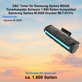 thumbnail of D&C Toner für Samsung Xpress M2026 Tonerkassette Schwarz 1.800 Seiten kompatibel Samsung Xpress M 2026 Drucker MLT-D111L