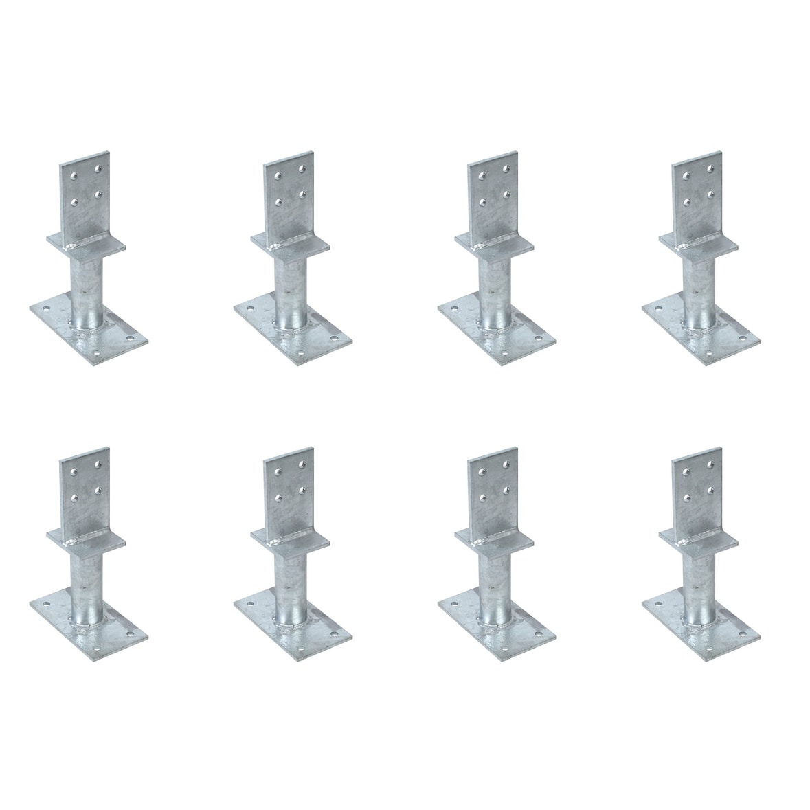 Alberts 8 x T-Pfostenträger mit Steg, Betonanker 150 mm, Steghöhe 130 mm, feuerverzinkt, zum Einbetonieren
