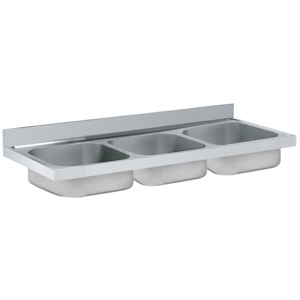 Lavandino senza telaio 3 vaschette 500x500x300 - 1800x700x300 mm - 24700355 Eurast