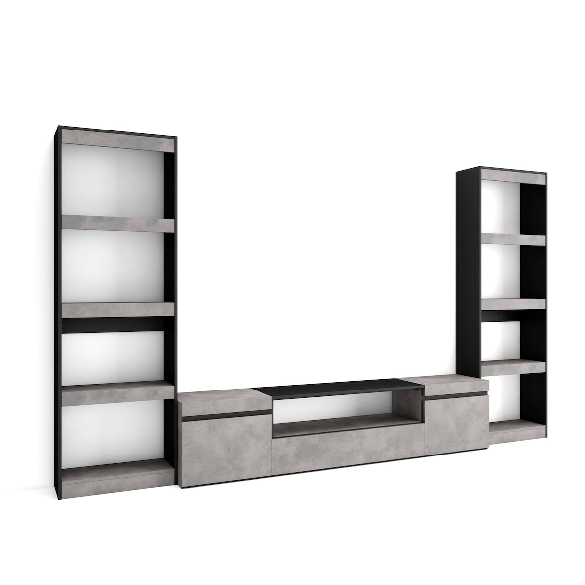 Mobile Soggiorno TV, Parete Attrezzata Soggiorno, 320x35x186cm, Per TV fino a 80", Set di mobili, Stile moderno, Cemento _ 96_27