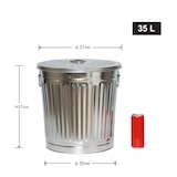 thumbnail of Jinfa Mülleimer mit Deckel, Ascheeimer, Abfallbehälter, Mülltonne, Papierkorb aus Metall Zink, Ø 36 cm, Höhe 36,5 cm 35 Liter