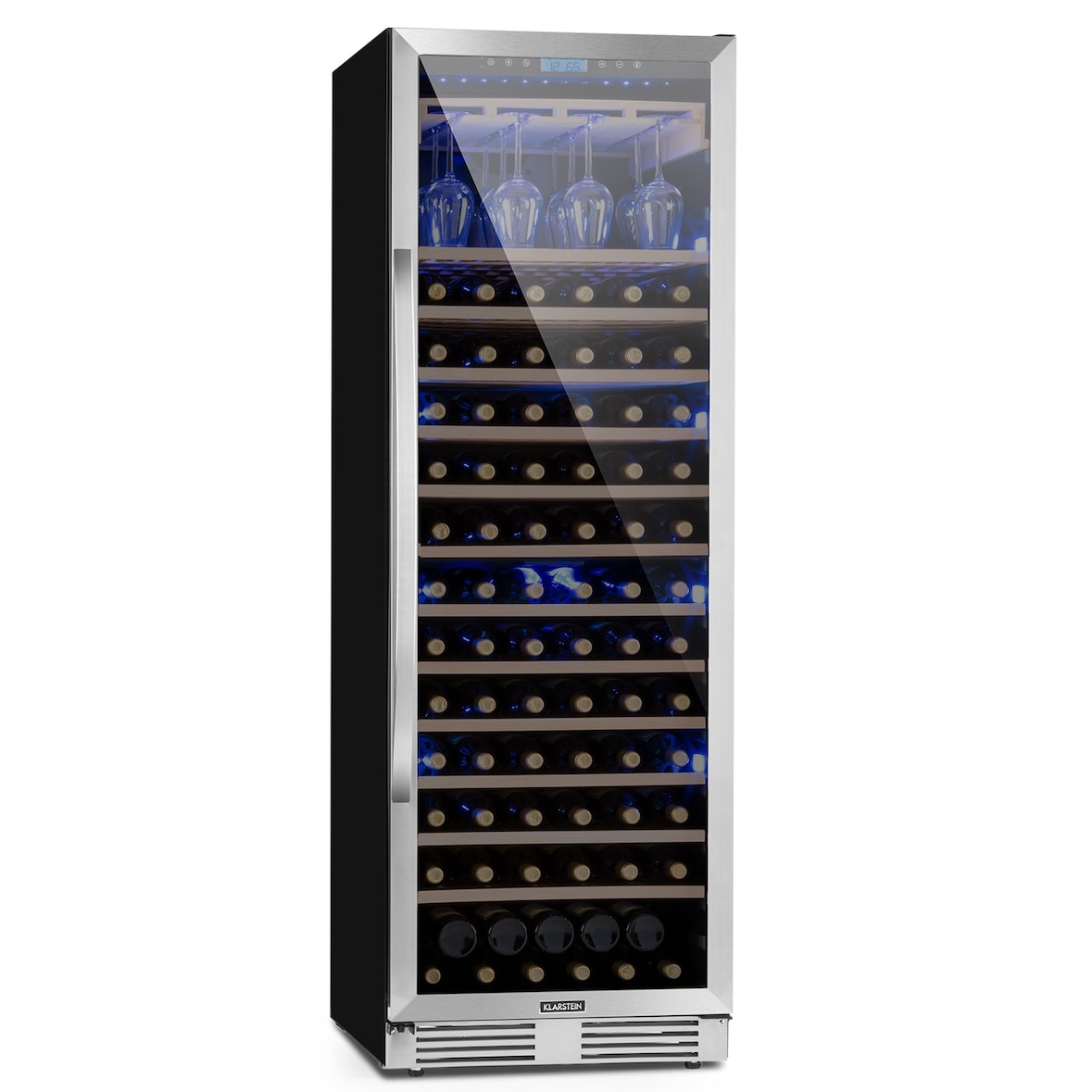 Klarstein Vinovilla Grande 165 Built-in Uno Weinkühlschrank 425l 165Fl. Glastür Silber