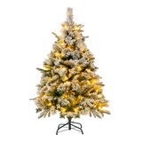 thumbnail of COSTWAY Árbol de Navidad artificial de 136 cm con nieve e iluminación, árbol de Navidad con 150 luces LED blancas cálidas