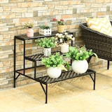 thumbnail of COSTWAY 3-laags metalen bloementrap, bloemenplank, plantenplank met antislipvoetjes, 70 x 21 x 60,5 cm, zwart