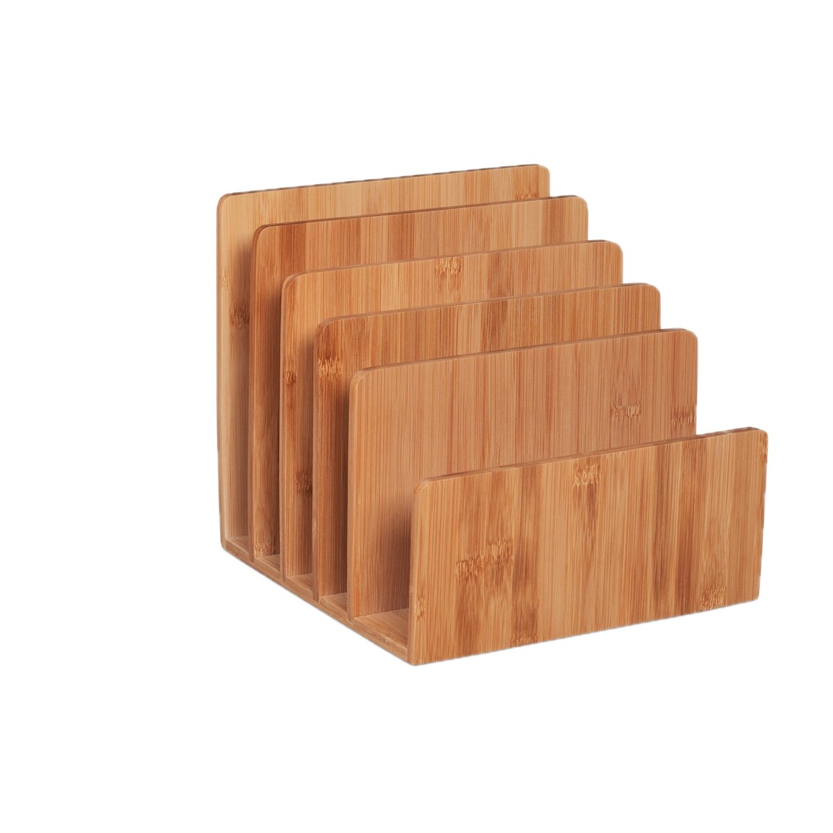 Relaxdays Dokumentenhalter Bambus, 5 Fächer, für Briefe und Unterlagen, Schreibtisch Organizer, HBT 23x24,5x25 cm, natur