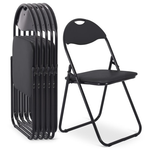 Klappstuhl 6er-Set, klappbarer Gästestuhl, gepolstert, leicht und bequem, Belastbarkeit 100 kg, Schwarz/Schwarz, Raburg Paul