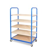 thumbnail of Etagenwagen mit 5 Ebenen, BxTxH 1050x500x1450 mm, bestückt mit 10 Euroboxen BxTxH 600x400x120 mm (blau)