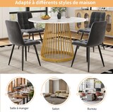 thumbnail of Esstisch rund 80x80x76  Weiß+Gold MDF Tischplatte Metallbeine mit marmorierter Optik für Esszimmer Wohnzimmer Büro verstellbare Bodenschoner
