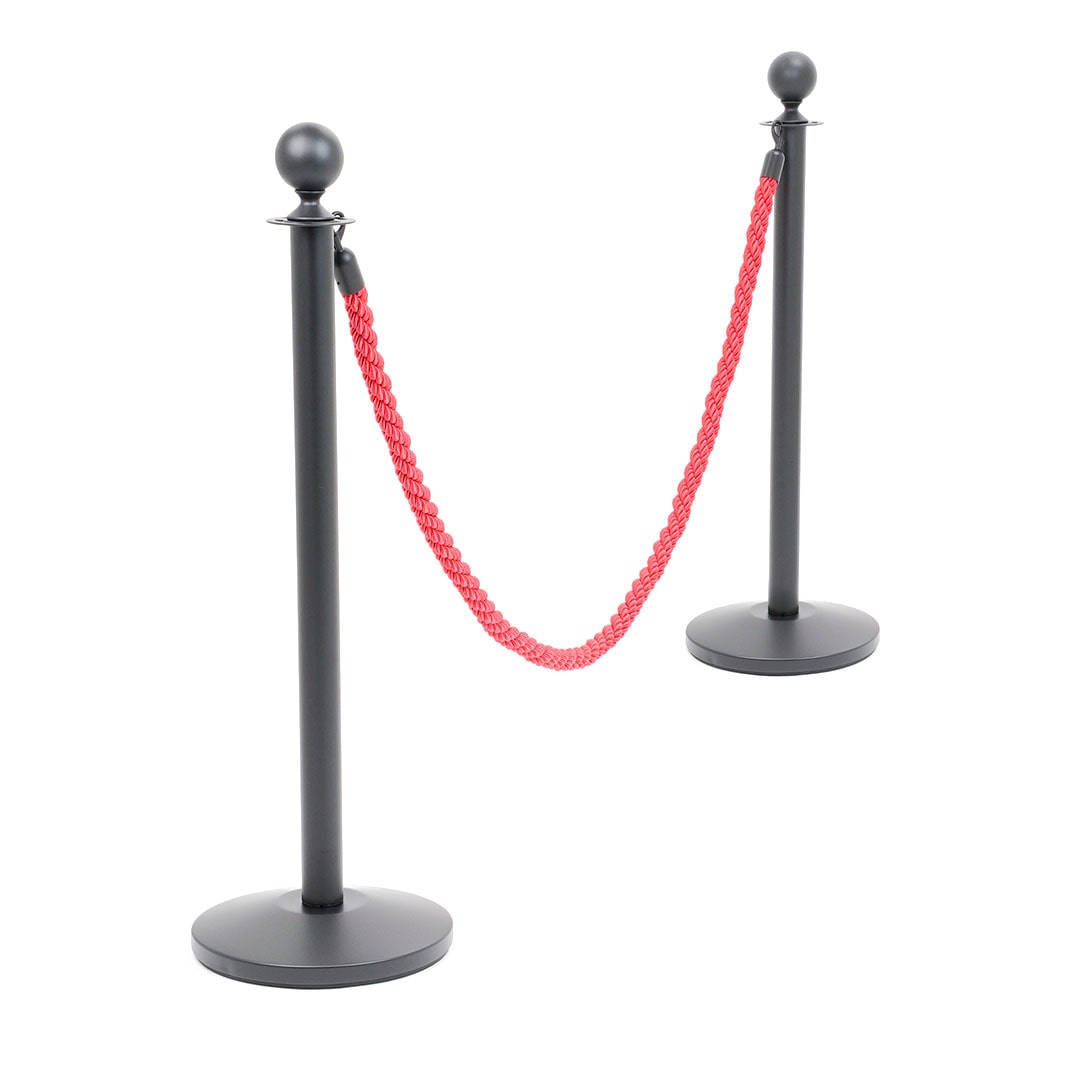 Danieli Store - Postes Separadores Negro con Cuerda de 2mt Color Rojo