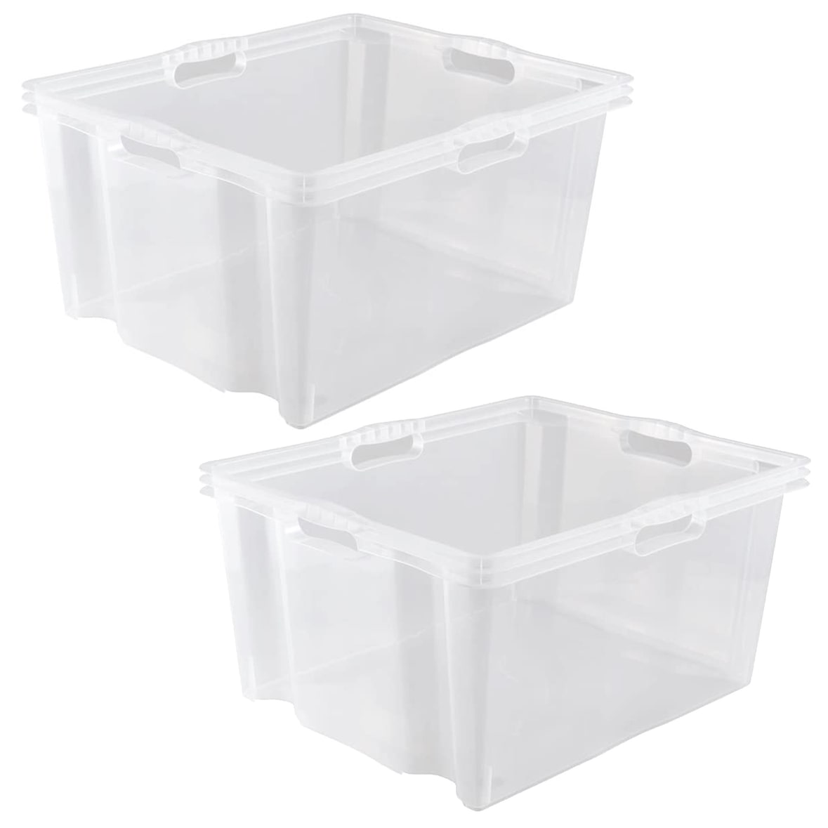 Keeeper - Set aus 2 Aufbewahrungsboxen Polypropylen mit Griff 44L Transparent 52x43x26 cm - Kollektion Franz