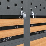 thumbnail of Mülltonnenbox 4er Set für 120–240L Tonnen verzinkter Stahl wetterfest abschließbar mit Pflanzdach Belüftung robust Anthrazit Holzoptik