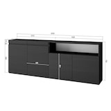 thumbnail of Sideboard, Küche, Schrank, Dielenschrank, 200x35x75cm, 4 Türen, Viel Stauraum, Moderner Stil, Schwarz _ 64_13