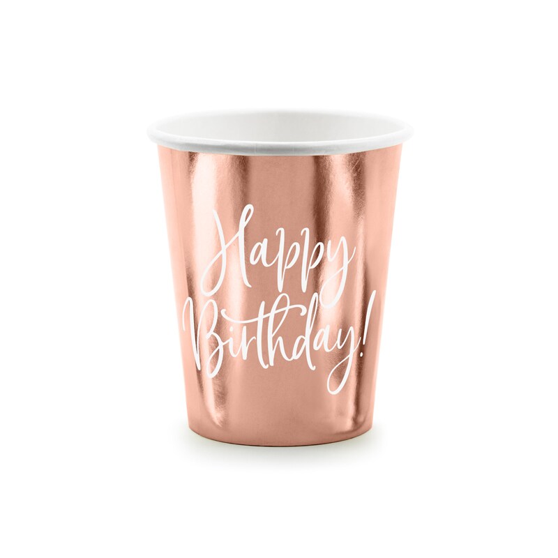 6 Becher roségold Happy Birthday