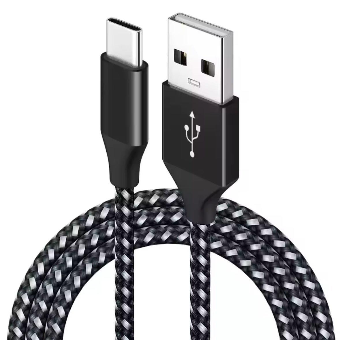 Premium Nylon [USB A - USB C] Verlängerungskabel [2m] für Laptop, Drucker, Smartphone, PC, Kamera