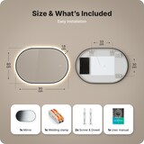 thumbnail of Mirlux Badkamerspiegel met LED Verlichting & Verwarming – Wandspiegel Ovaal – Anti Condens Douchespiegel - Zwart - 90x60CM