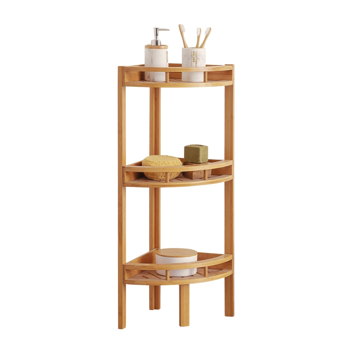 Estante de canto em bambu com 3 níveis Canoply 85x29x29cm Natural 7house