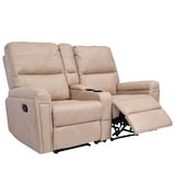 thumbnail of Fauteuil cinéma 2 places HWC-K17, Fauteuil relax Fauteuil TV Canapé, suspension Nosag Porte-boissons Compartiment ~ Tissu/Textile beige
