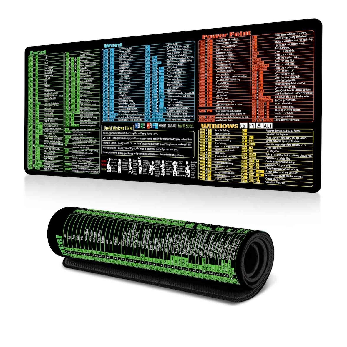 Tapis De Souris Raccourcis Clavier Pour Bureau Ultra-Doux Antidérapant YONIS