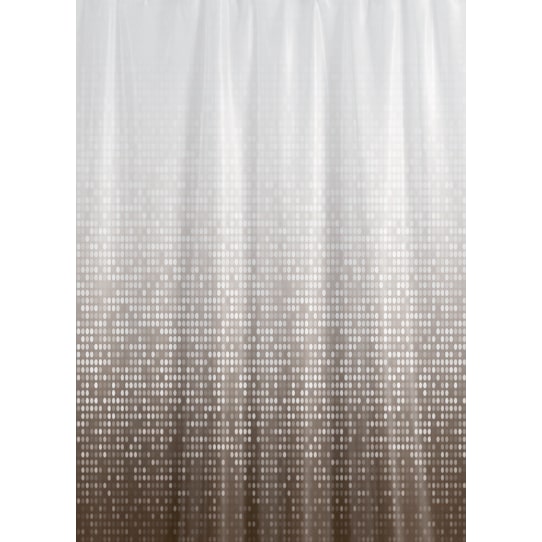 Textil Duschvorhang Matrix Weiss Braun Hellbraun 180x180 cm, inkl. Duschvorhangringe inkl. Beschwerung