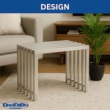 thumbnail of DanDiBo Sitzhocker Edelstahl Modern Wetterfest Metall Massiv 96643 Sitzbank 60 cm Outdoor Garten Hocker Lamellenbank Lamellenhocker