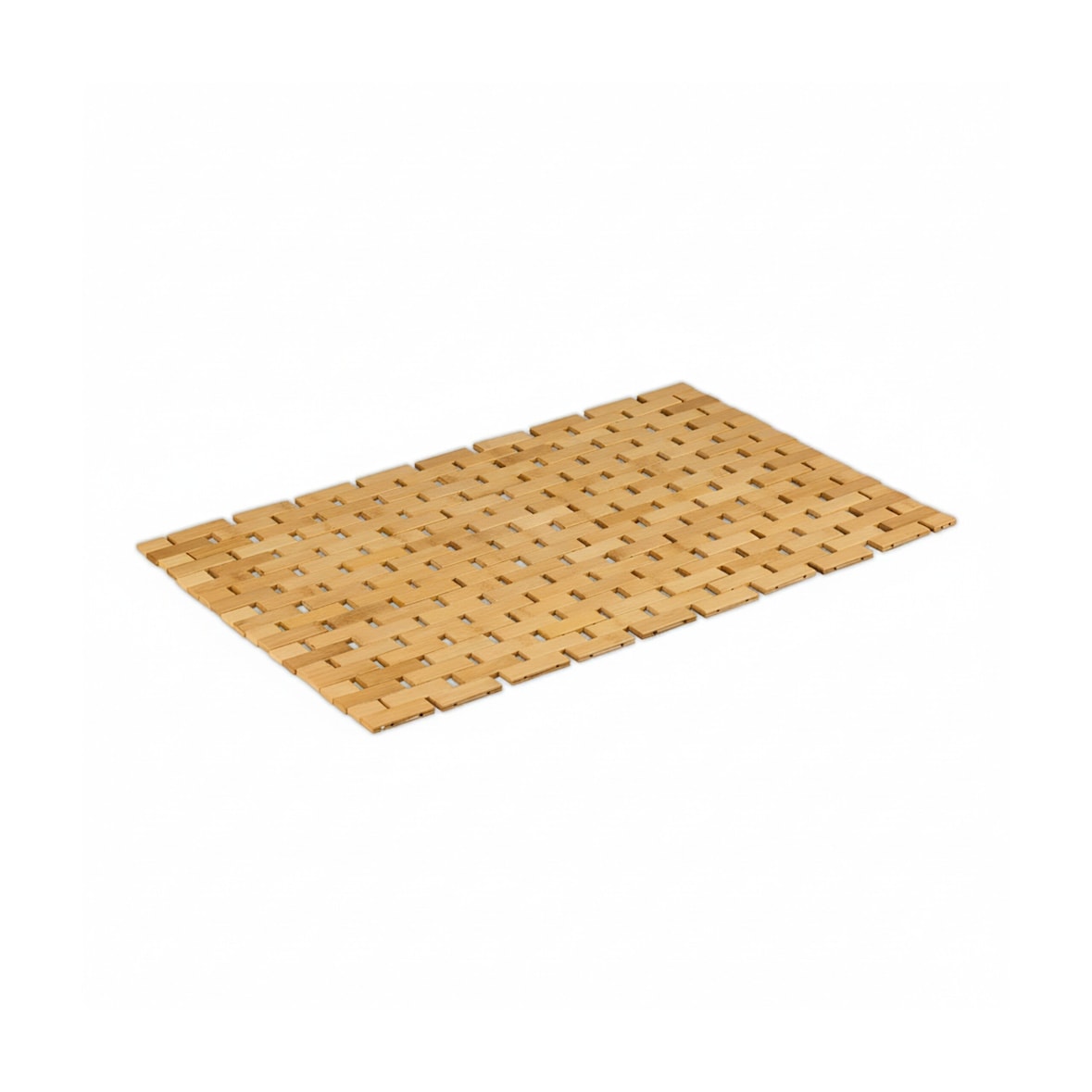 Relaxdays Badvorleger Bambus, 60x40 cm, rutschfester Duschvorleger, zusammenrollbare Badematte, Bambusmatte Bad, natur