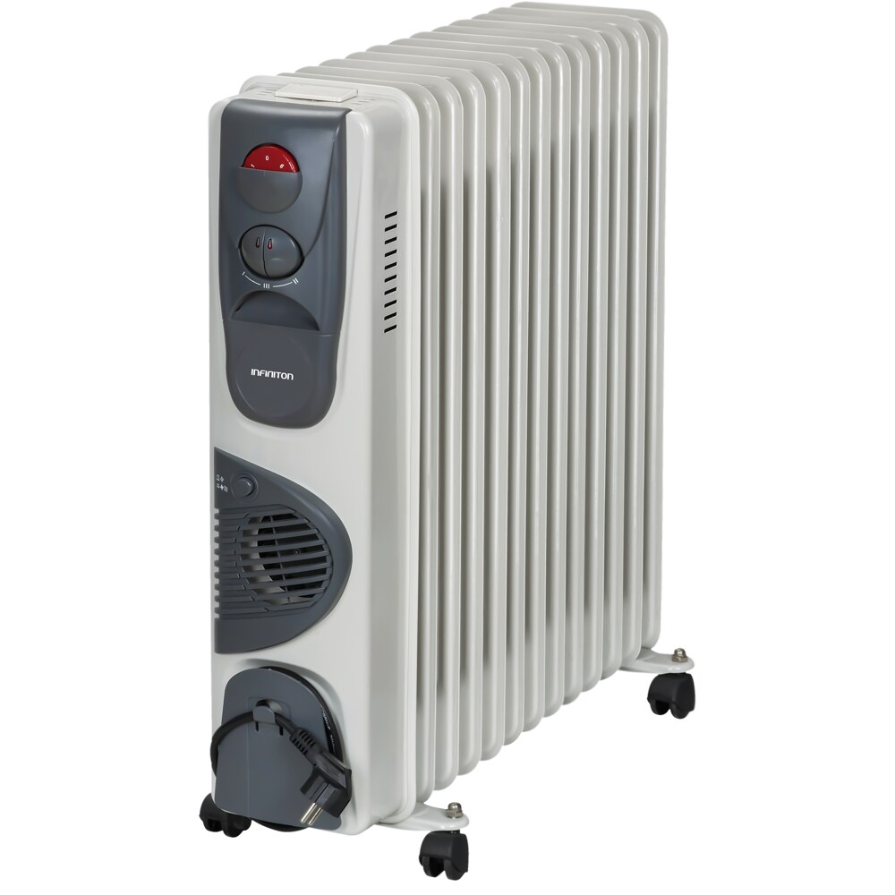 Radiador de aceite con ventilador Infiniton HOT-300 - 3000W, 3 niveles de potencia, función Turbo