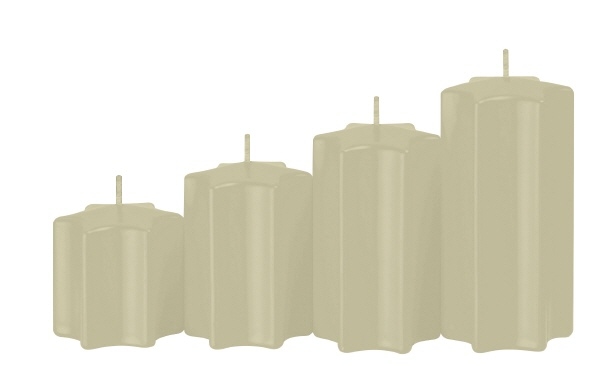 Kopschitz Kerzen 4er Set Sternkerzen abgestuft Antikgrün Ø 60 mm