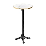 thumbnail of Runder Stehtisch 60 cm kippbar Marmorplatte weiß/gold und schwarz