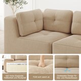 thumbnail of Merax 2-Sitzer Modulares Sofa mit Hocker, Cloud Sofa Cord rahmenlos, Lounge Sofa bodennah, mit breiten Armlehnen, Beige