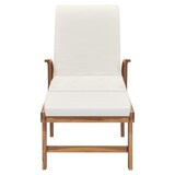 thumbnail of vidaXL Ligbed met kussen massief teakhout crème