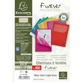 thumbnail of Exacompta - Réf. 50106E - Carton de 400 chemises à fenêtre Forever® 120 g/m²- dim 22 x 31 cm pour A4  - couleur bleu clair