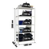 thumbnail of Estantería metálica sin tornillos Maderclick 5 estantes + funda. Color BLANCO/MADERA 2000x1000x400 mm