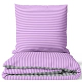 thumbnail of Baumwolle Bettwäsche 240x220 cm Lila Violett Grau gestreift Wendeseite Reißverschluss 3 tlg