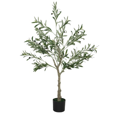 HOMCOM olivo artificial 120 cm planta artificial decorativa grande árbol artificial de interior con 20 aceitunas decoración para hogar oficina verde