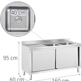 thumbnail of Royal Catering - Royal Catering RC-IKS03 Plonge En Inox Professionnelle Sur Meuble Bas Armoire Placard Avec Évier Acier Inoxydable (2 bacs : 400 x