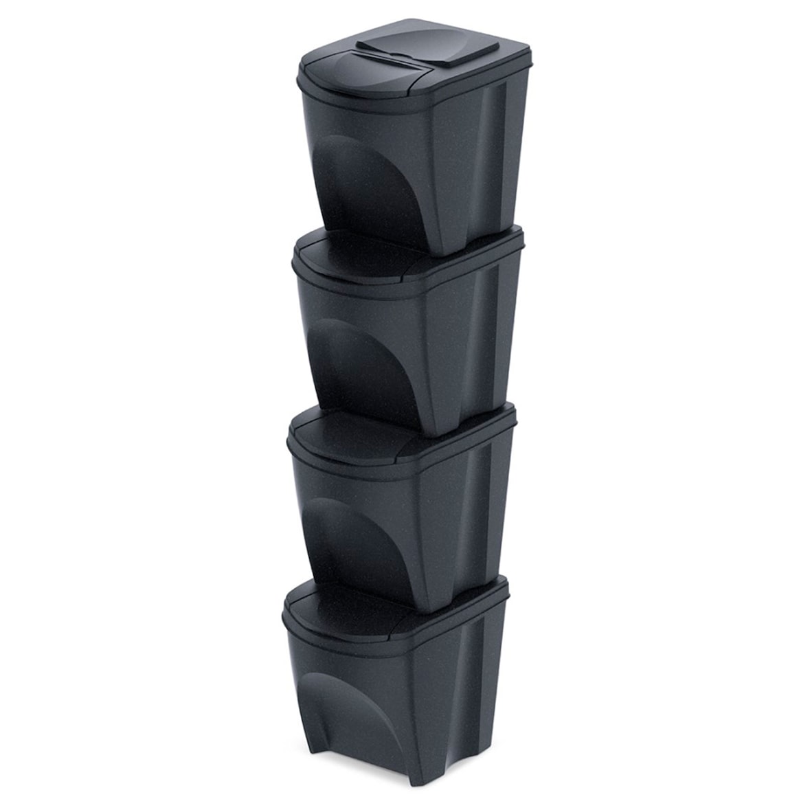 Keden Sortibox Juego de 4 Cubos de Reciclaje 25L cada uno en color Negro