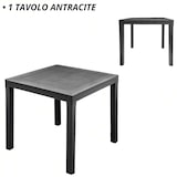thumbnail of Set 2 sedie con tavolo quadrato rattan antracite, impilabile, resistente agli uv, arredo interno esterno bar pub giardino terrazzo, made in italy